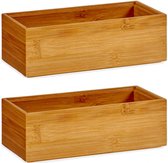 Kinvara - Kast/lade/make-up organizers 2x stuks bamboe bakje 15 x 7 x 5 cm