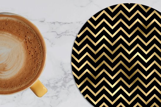 Sous- Sous-verres pour verres - Ronds - Motifs - Ligne - Goud - 10x10 cm - 6 pièces