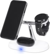 Nuvance - 3 in 1 Oplaadstation - Geschikt voor alle Qi Apparaten - Wireless Fast Charger - Draadloze oplader - 15W Snellader - Wit