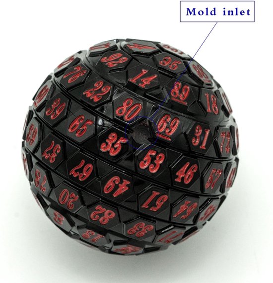 Thumbnail van een extra afbeelding van het spel Lapi Toys - D100 dobbelsteen - D100 dice - DnD Polydice - 1 stuk - Acryl - Dungeons and Dragons - D&D - Pathfinder - RPG - Zwart