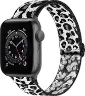 Bandje Geschikt Voor Apple Watch Bandje 42/44/45 mm Nylon Polsband Met Gesp - Horloge Bandje Geschikt Voor Apple Watch 1-8 / SE - 42/44/45 mm Bandje Stof - Panter Wit