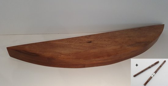 Muurplank Rond Wandplank Mangohout Rond + plankdragers | 90x19cm | Transparante Lak ...