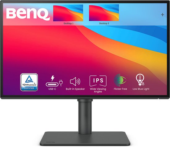 BenQ Monitor voor Grafisch Design PD2506Q - Geschikt voor Mac - QHD - 95% P3 - HDR - 60Hz - USB-C - 25 inch