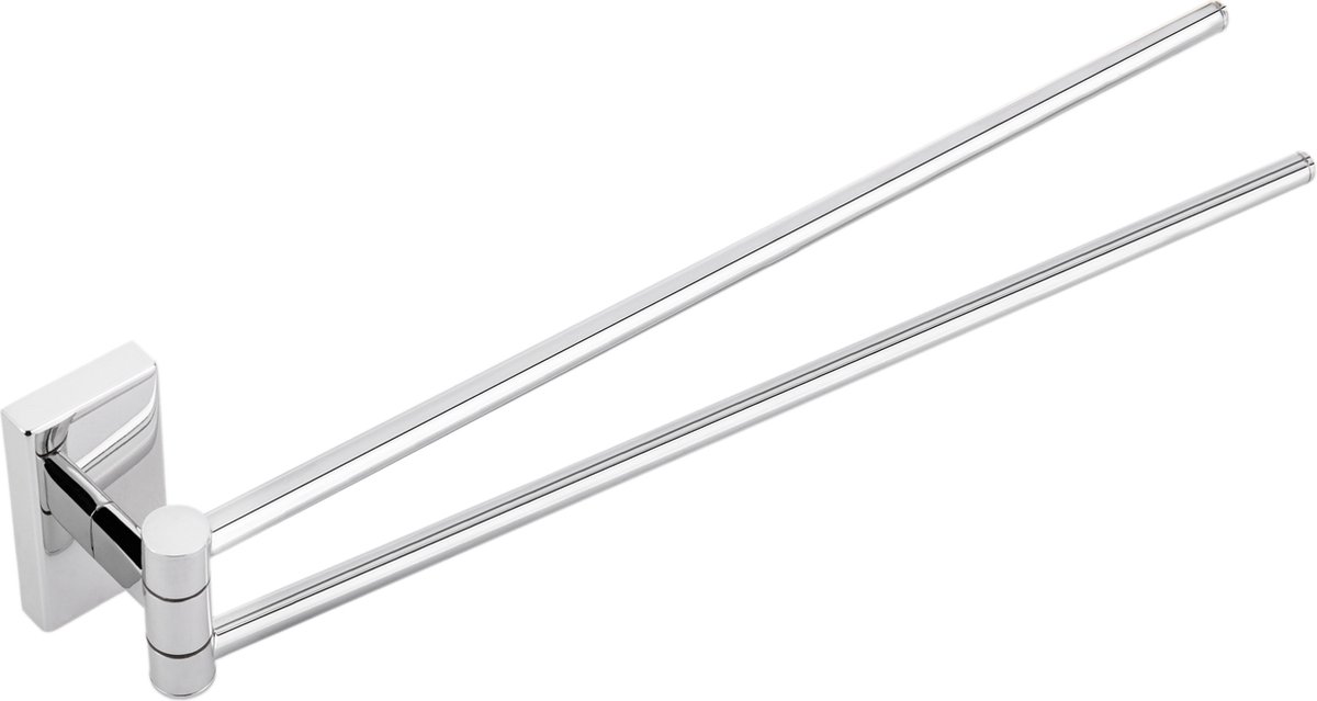 PrimeMatik - Draaibare handdoekbeugel chroom dubbelstang model Spool