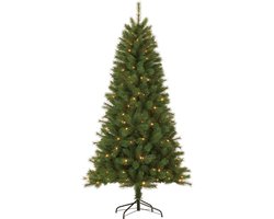 Giftsome Kunstkerstboom 210 cm met Verlichting - Kerstboom Kunststof met LED en Metalen Voet - Kerstdecoratie Kerstlicht - Boom met Lichtjes