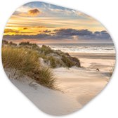 Décoration murale Organique - Décoration murale Plastique - Peinture Organique - Plage - Dune - Herbe - Coucher de Soleil - Mer - 60x60 cm - Forme Miroir Organique sur Plastique
