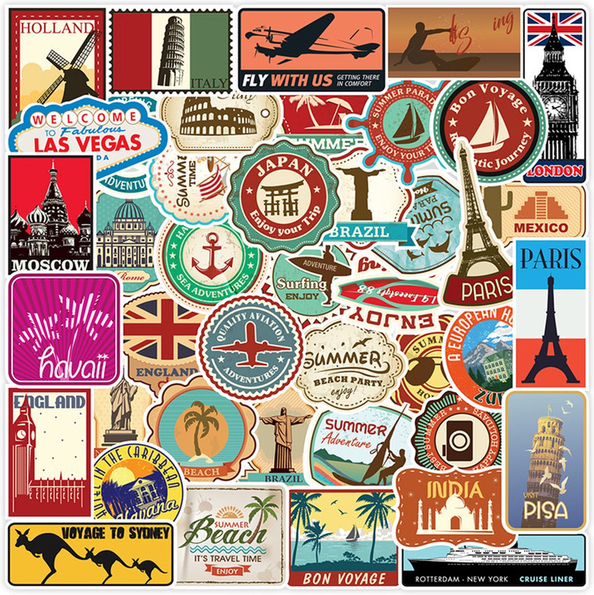 Outdoor avontuurstickers, 100 stuks, laptopstickers, vinyl stickers, voor auto, bagage, skateboard, motorfiets, stickers voor tieners en volwassenen