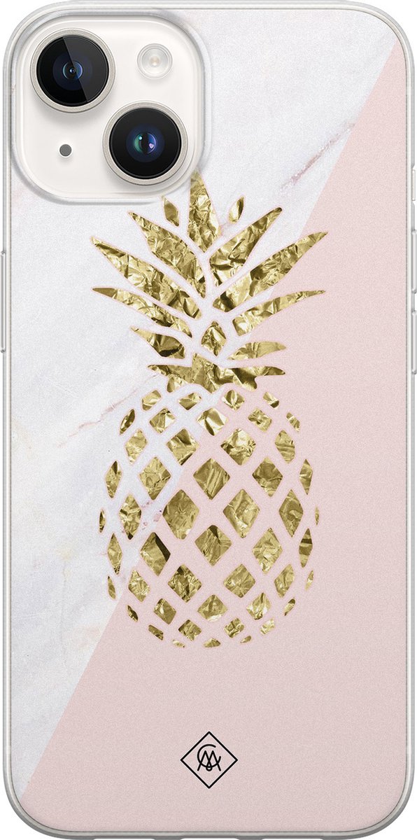 Casimoda® hoesje - Geschikt voor iPhone 14 - Ananas - Siliconen/TPU - Roze