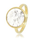 Ring goudkleurig met ronde Marble - Goudkleurige ring - marmeren edelsteen - uniek sieraad - Met luxe cadeauverpakking