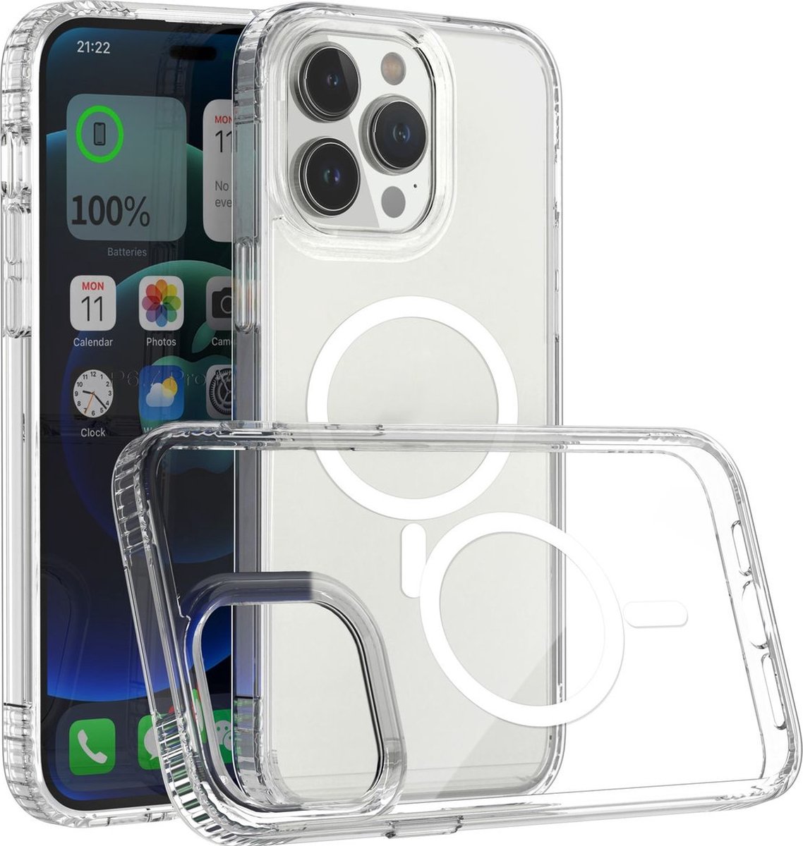 Mobigear Doorzichtig Hoesje geschikt voor Apple iPhone 14 Pro Max MagSafe Telefoonhoesje Hardcase | Mobigear Crystal Backcover | Geschikt voor MagSafe | Geschikt voor Draadloos Opladen met Magnetische Ring | Geschikt voor MagSafe Case - Transparant