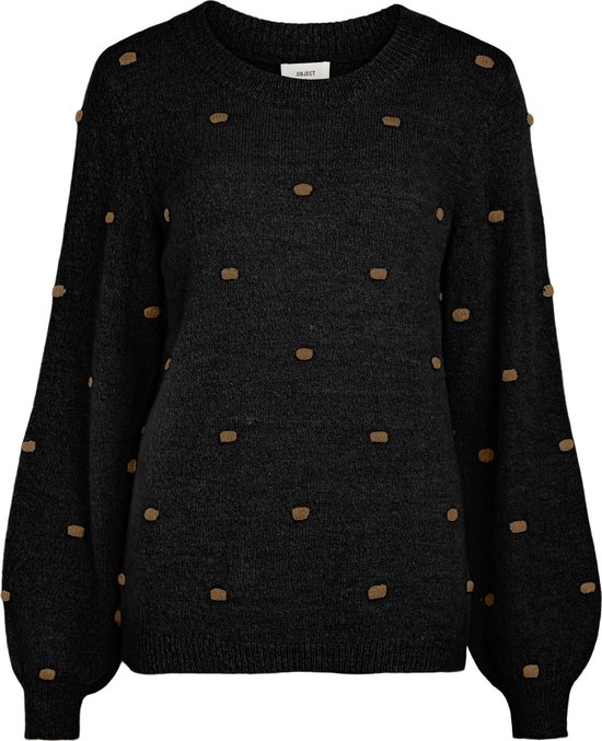 OBJECT - Dames Trui Objeve Nonsia L/s Pullover - Zwart- Maat XS
