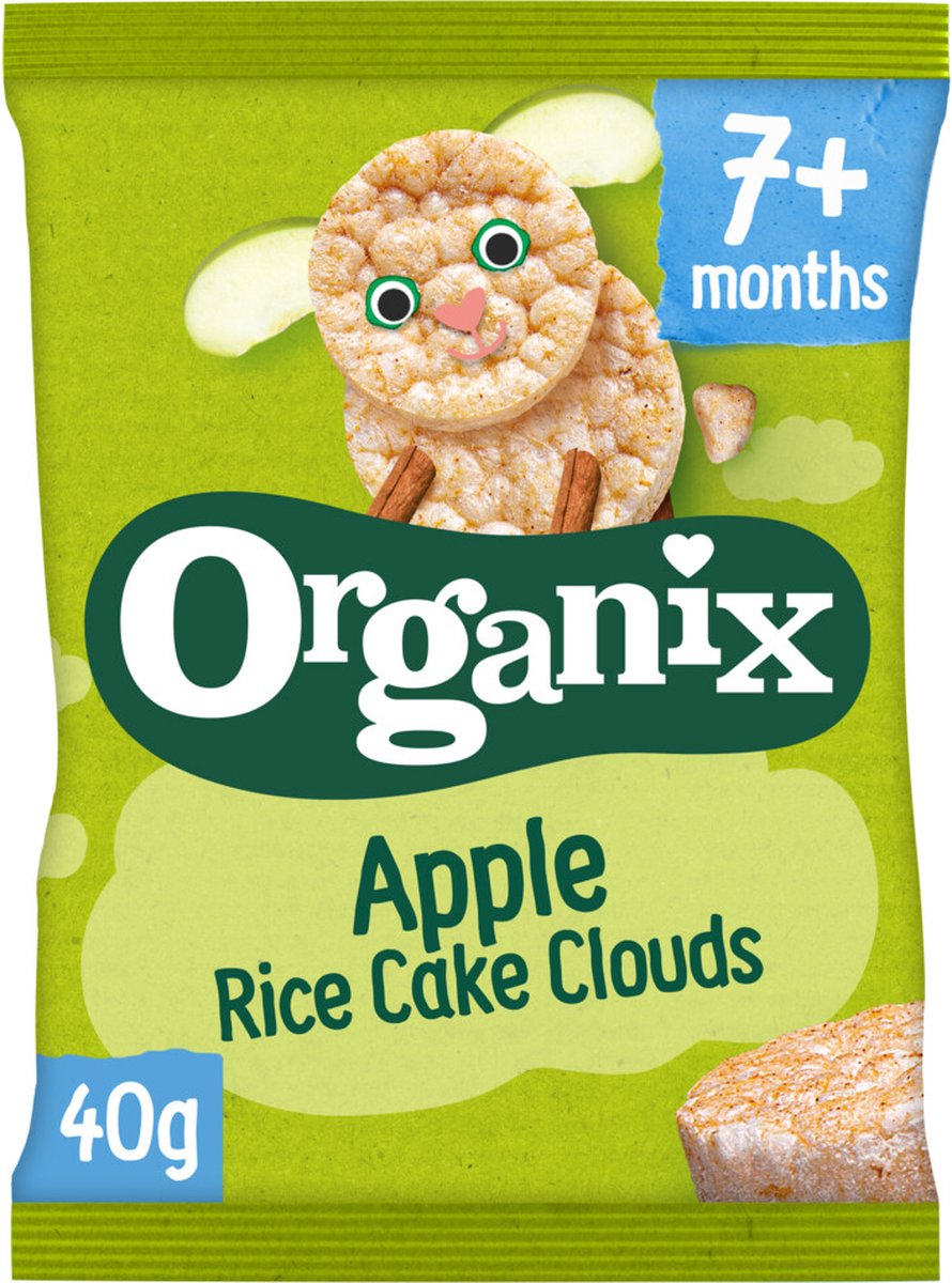 Organix Luchtige Rijstwafeltjes 7+m - Babymaaltijd - Snack - Appel - 6 x 40g