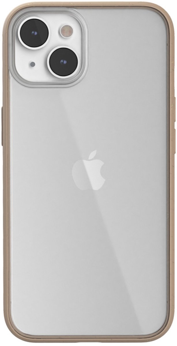 Woodcessories Clear Case Bio - geschikt voor iPhone 14 Plus - gemaakt van bio-materialen - Taupe-clear