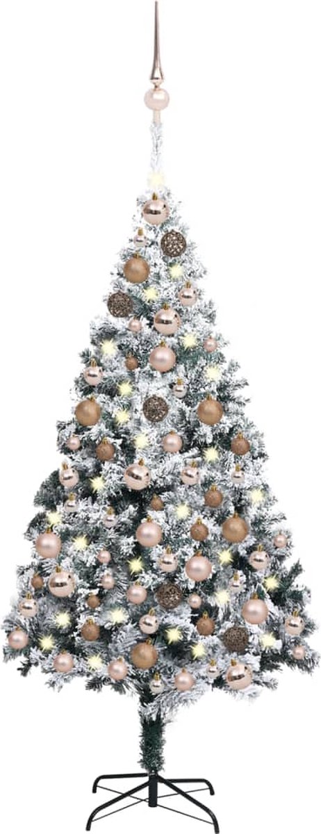 Prolenta Premium - Kunstkerstboom met LED's en kerstballen 180 cm PVC groen