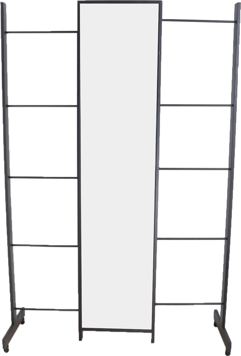 Kledingrek Kledingrek Met Spiegel Hanger Plank Kledingrek, Draai Multifunctionele Vloer Staande Spiegel Vloer Kledingrek, Houten Slaapkamer/Woonkamer/Study,/a/(50 * 50 * 174Cm