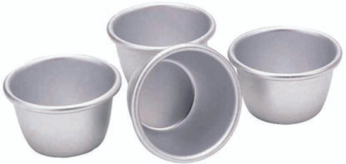 KitchenCraft mini puddingvormpjes van geanodiseerd aluminium - 7,5 cm (3 ”) (set van 4)