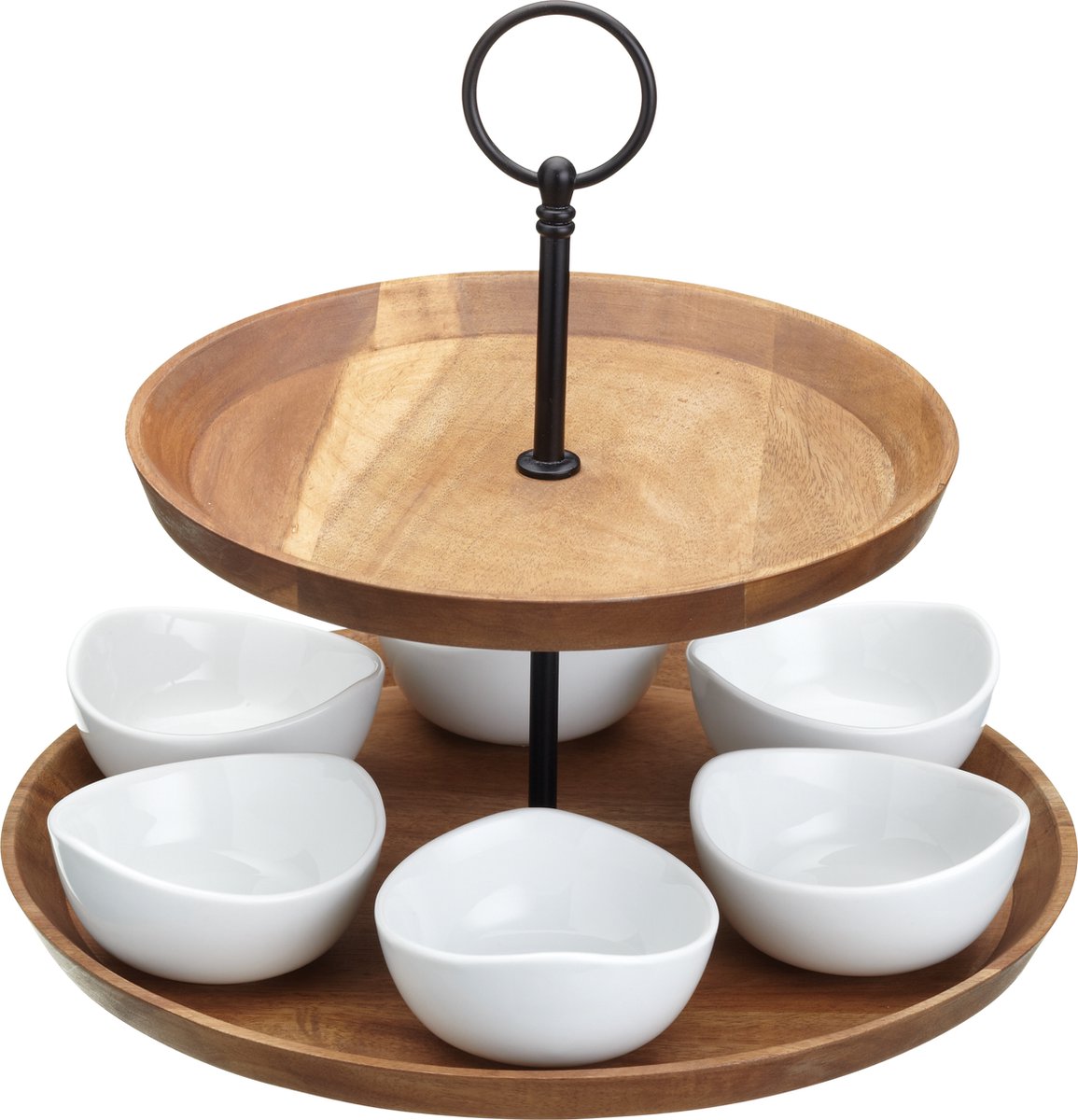 Artesa serveerstandaard met twee lagen / Tapas Serveerset Bruin / Zwart - 25 x 24 cm