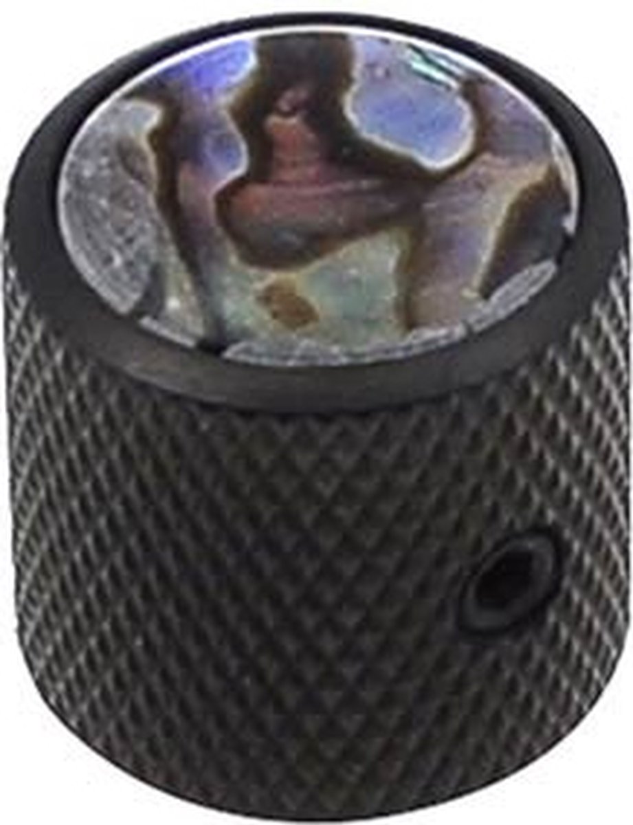 dome knob with abalone inlay, 18x18mm with set screw, black