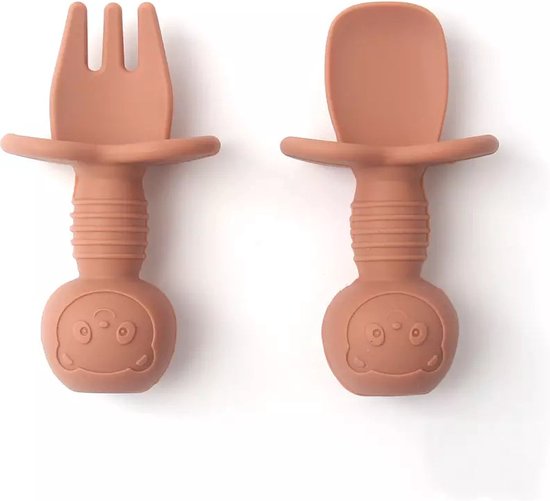 4 Setjes - Baby Bestek - Vork en Lepel - Kinderbestekset - Roze Beige van Little Dutch — afbeelding 4