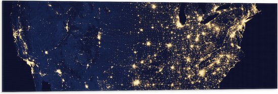WallClassics - Vlag - Lichtjes op de Wereld vanuit Hoogte - 90x30 cm Foto op Polyester Vlag