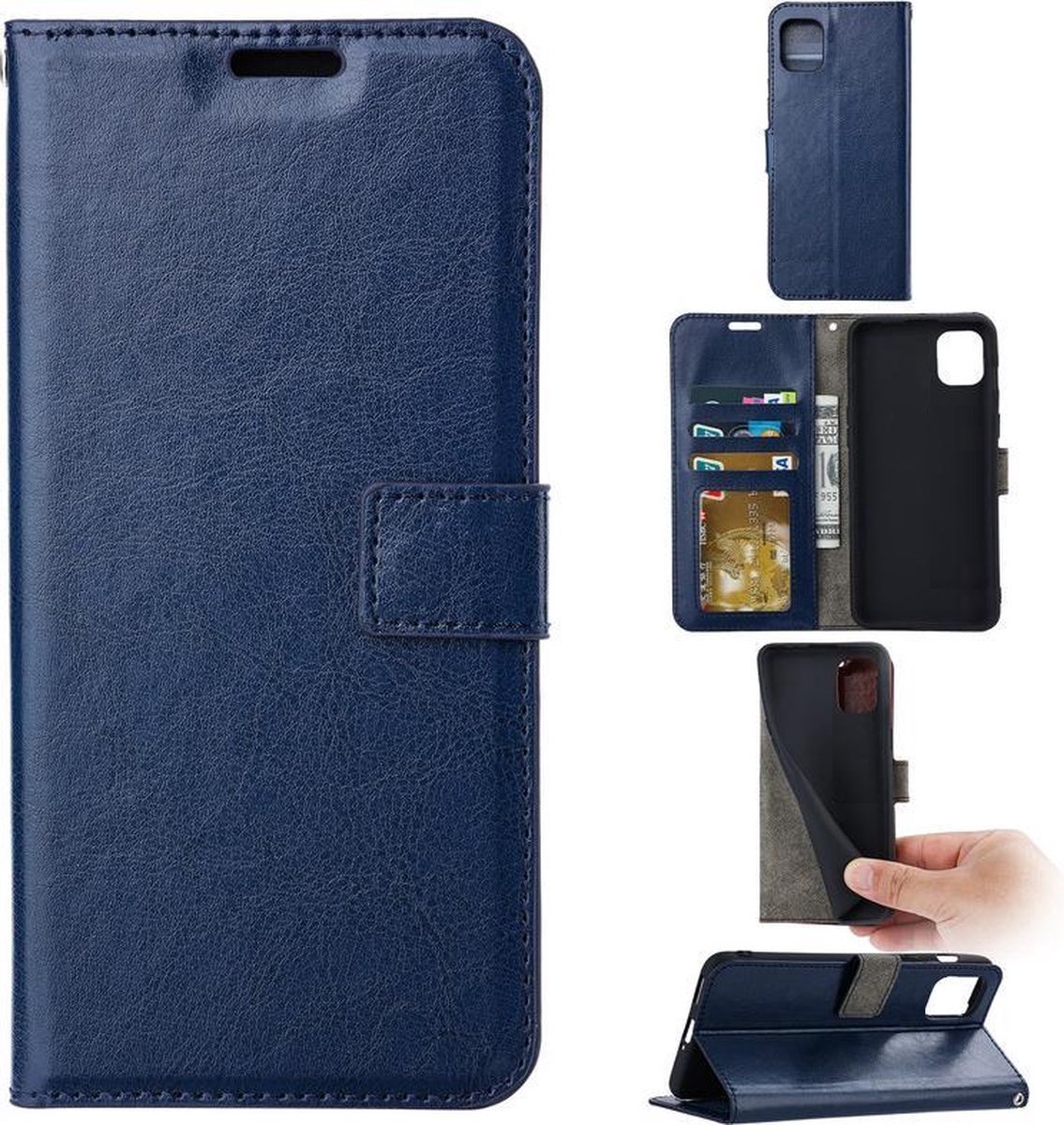 Portemonnee Book Case Hoesje Geschikt voor: iPhone 14 Plus - Donkerblauw