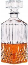 Borvat® | Whiskey karaf | geslepen glas | decanter fles | sterke drank bewaarfles met stopper dop | 8,5 x 8,5 x 23 cm | 1L