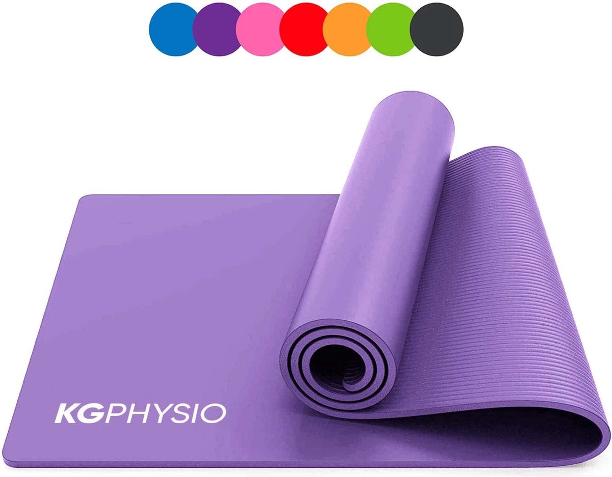KG Physio Premium yogamat, gymnastiekmat, fitnessmat, trainingsmat of thuis met schouderriem 183 x 60 x 1 cm