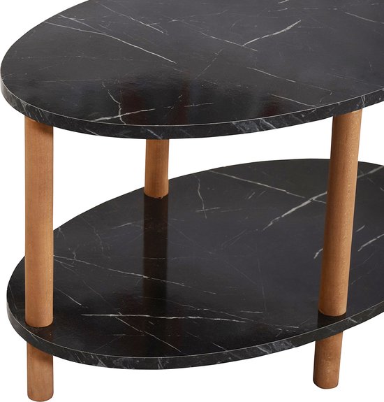 en.casa] Salontafel Højreby 43x70x44 cm ovaal houtkleurig