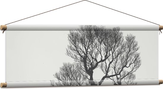 WallClassics - Affiche Textile - Top of Bare Tree at Grey Sky - 90x30 cm Photo sur Textile