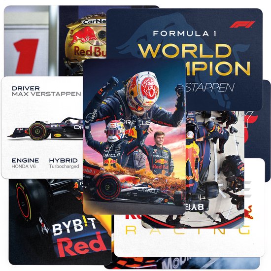 Stickerset Max Verstappen & Red Bull Racing - Set van 9 - Formule 1 - F1 Stickers - Glans - Sticker Groot 8x12 cm Stickerset Max Verstappen & Red Bull Racing - Set van 9 - Formule 1 - F1 Stickers - Glans - Sticker Groot 8x12 cm