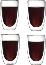 Faseras Theeglazen Set - Dubbelwandige Cappuccino Glazen - 450 ml - 4 Stuks - Latte Macchiato Koffieglazen - 4x Dubbelwandig Thee Glas / Koffie Kop - Koffieglas - Kopjes