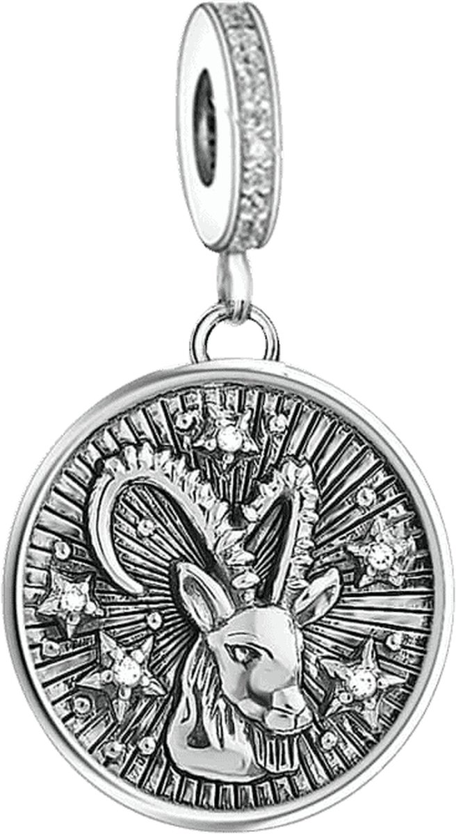 Tracelet - Zilveren bedels Bedel Steenbok | Charm model met zirkonia | 925 Sterling Zilver - Pandora compatible - 925 Zilver Certificaat - Horoscoop