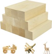 12 stuks houtsnijhout, natuurlijk lindehout, onbewerkt, balsahout om te snijden, houten blokken, onbehandeld, snijblok, basswood, snijblokken voor kinderen en volwassenen, doe-het-zelf snijwerk (10 x 2,5 x 2,5 cm)