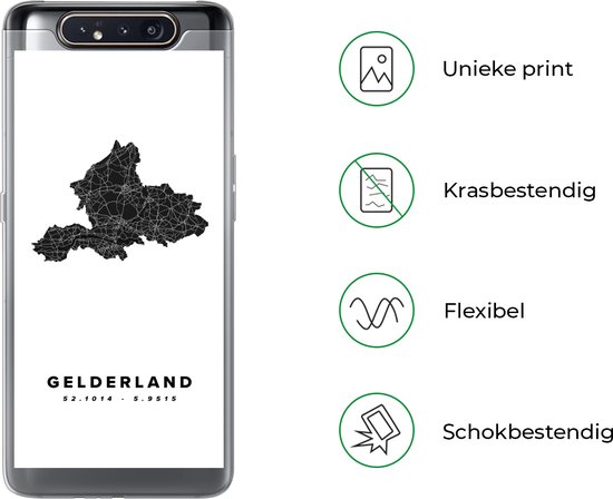 Coque Samsung Galaxy A80 - Gueldre - Carte - Zwart - Siliconen