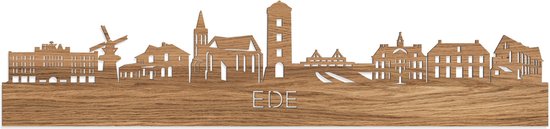 Skyline Ede Eikenhout - 120 cm - Woondecoratie - Wanddecoratie - Meer steden beschikbaar - Woonkamer idee - City Art - Steden kunst - Cadeau voor hem - Cadeau voor haar - Jubileum - Trouwerij - WoodWideCities