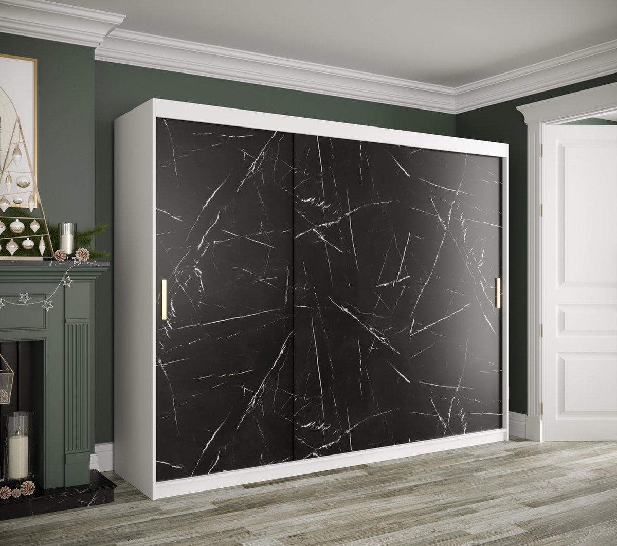 InspireMe Armoire avec 3 portes coulissantes, Style moderne, Une