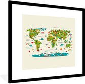 Wereldkaart Kinderen - Kleuren - Atlas - Schoolplaat - Kinderkamer - 40x40 cm