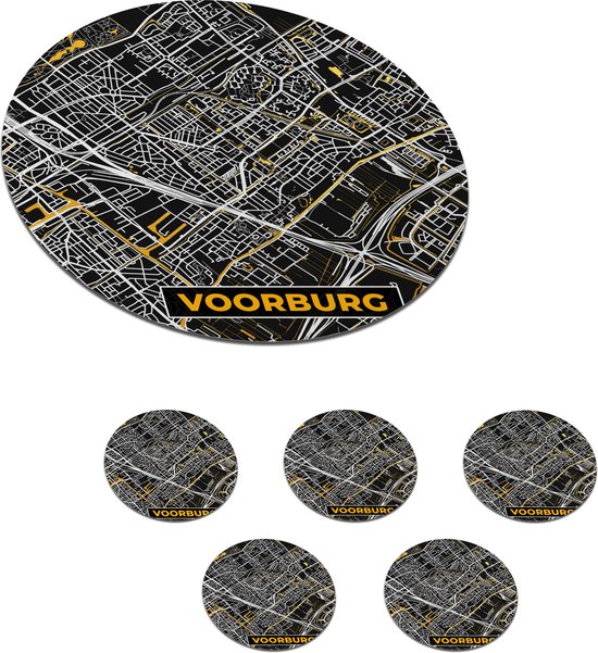 Onderzetters Voor Glazen Rond Plattegrond Voorburg Goud Zwart X Cm Bol Com