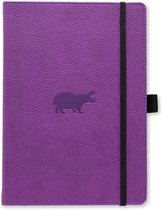 Dingbats* Wildlife A5 Notitieboek - Purple Hippo Blanco - Bullet Journal met 100 gsm Inktvrij Papier - Schetsboek met Harde Kaft, Binnenvak, Elastische Sluiting en Bladwijzer