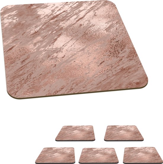 Sous-verres -verres - Marbre - Motifs - Rose - 10x10 cm - 6 pièces