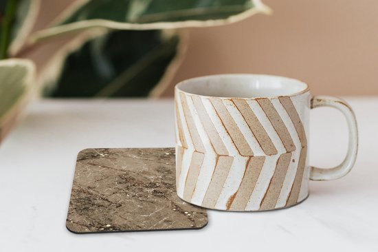 Sous-verres -verres - Marbre - Marron - Glitter - 10x10 cm - 6 pièces