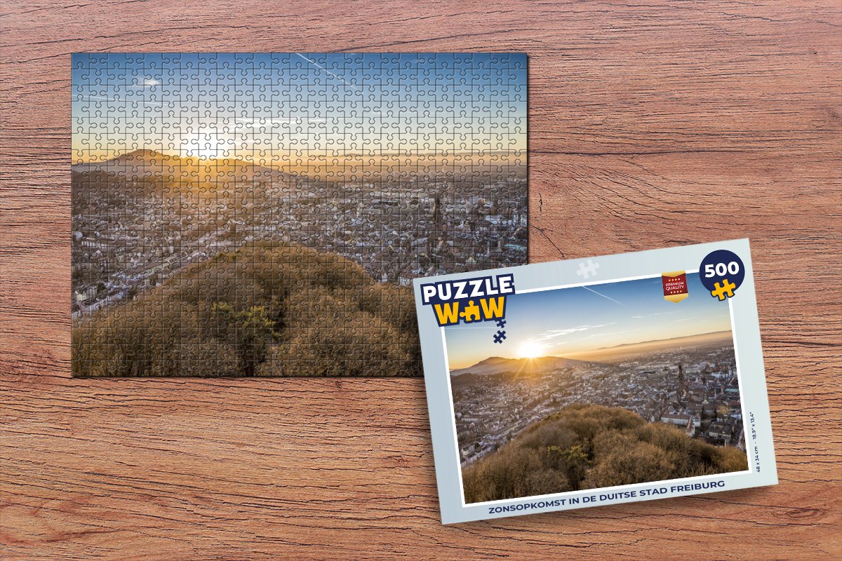 Puzzel Zonsopkomst in de Duitse stad Freiburg - Legpuzzel - Puzzel 500 stukjes