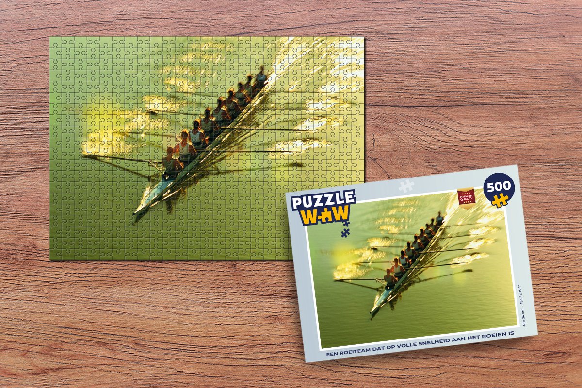 Puzzel Een roeiteam dat op volle snelheid aan het roeien is - Legpuzzel - Puzzel 500 stukjes