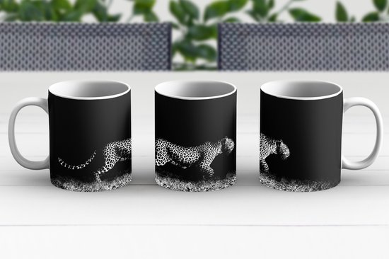 Mug - Mug à Café - Animaux Sauvages - Léopard - Herbe - Zwart - Wit - Mugs - 350 ML - Tasse - Mugs à Café - Mug à Thé
