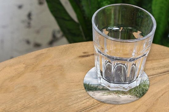 Sous-verres pour verres - Rond - Sable - Plantes - Allemagne - 10x10 cm - Sous-verres en verre - 6 pièces