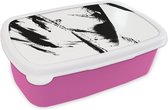 Broodtrommel Roze - Lunchbox - Brooddoos - Verf - Zwart - Abstract - 18x12x6 cm - Kinderen - Meisje