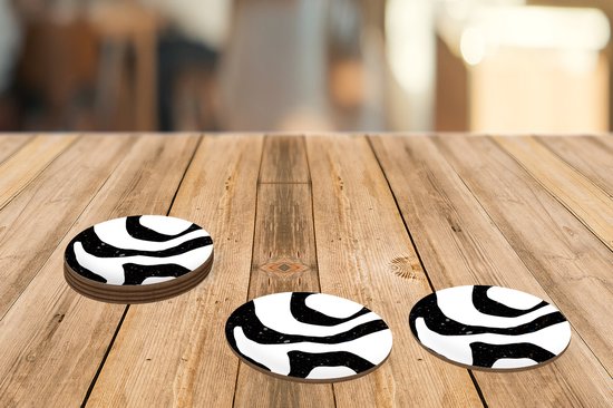 Sous-verres pour verres - Rond - Abstrait - Minimalisme - Design - 10x10 cm - Sous-verres en verre - 6 pièces