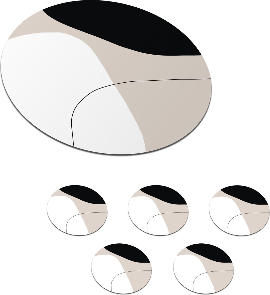 Onderzetters voor glazen - Rond - Vormen - Abstract - Design - 10x10 cm - Glasonderzetters - 6 stuks