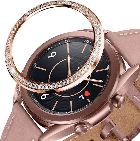 Strap-it Bezel ring - Randbeschermer geschikt voor Samsung Galaxy Watch 3 41mm - rosé gold diamond