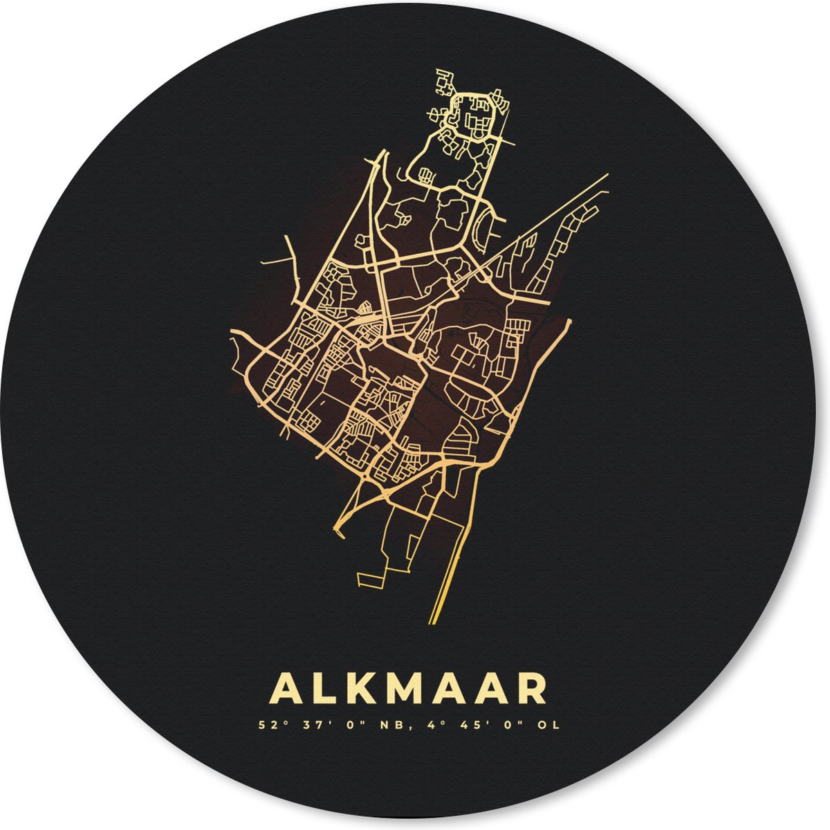 Muismat rond 40x40 cm - Mousepad Stadskaart - Alkmaar - Kaart - Plattegrond - Nederland - Ronde muismatten - Stadskaart